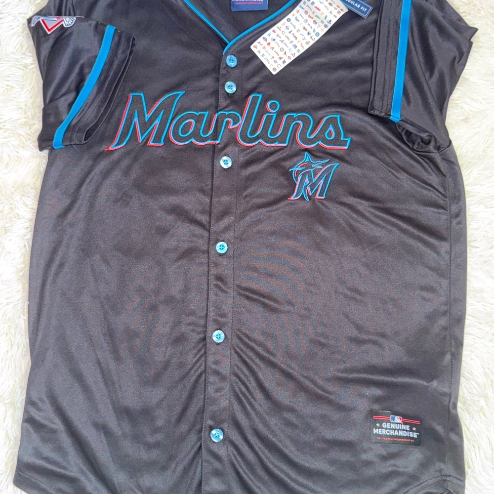 Marlins Black and Blue Men's Jersey